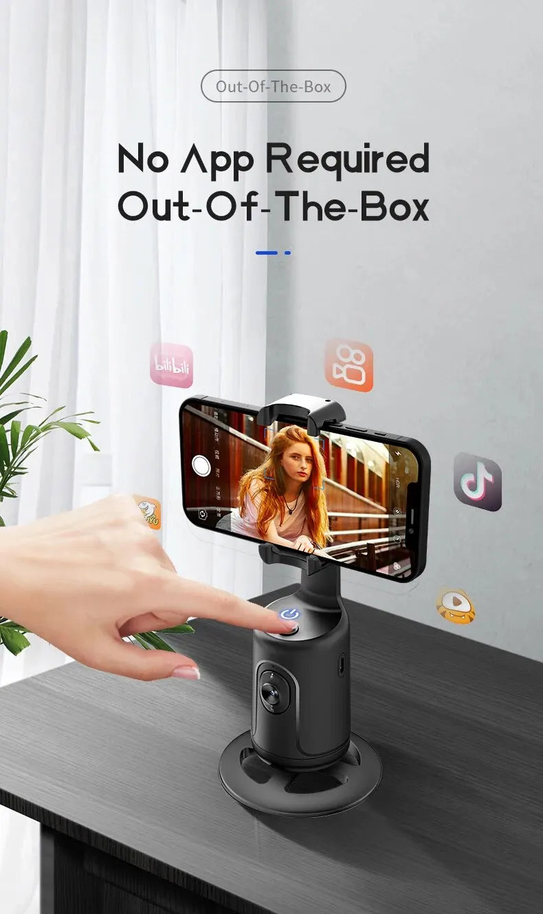 Auto Face Tracking Phone Holder Tripod Stand Smart Selfie Stick 360 Rotation Fast Face & Object Tracking Cameraman Robot Mount