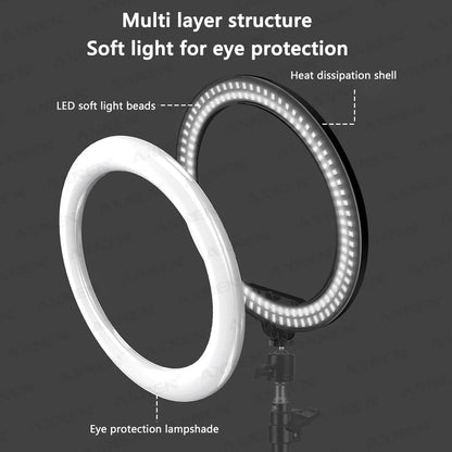 26cm Photo Ringlight Led Selfie Ring Light Phone Remote Control Lamp Photography Lighting with Tripod Stand Holder Youtube Video