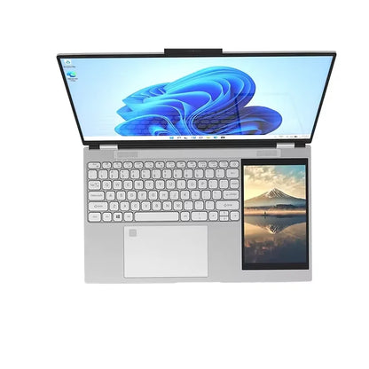 Dual Screen 15.6+7inch Laptop Intel N100 32GB RAM 2TB SSD DDR4 Win11 Fingerprint Unlock HD Camera Backlit Keypad Notebook