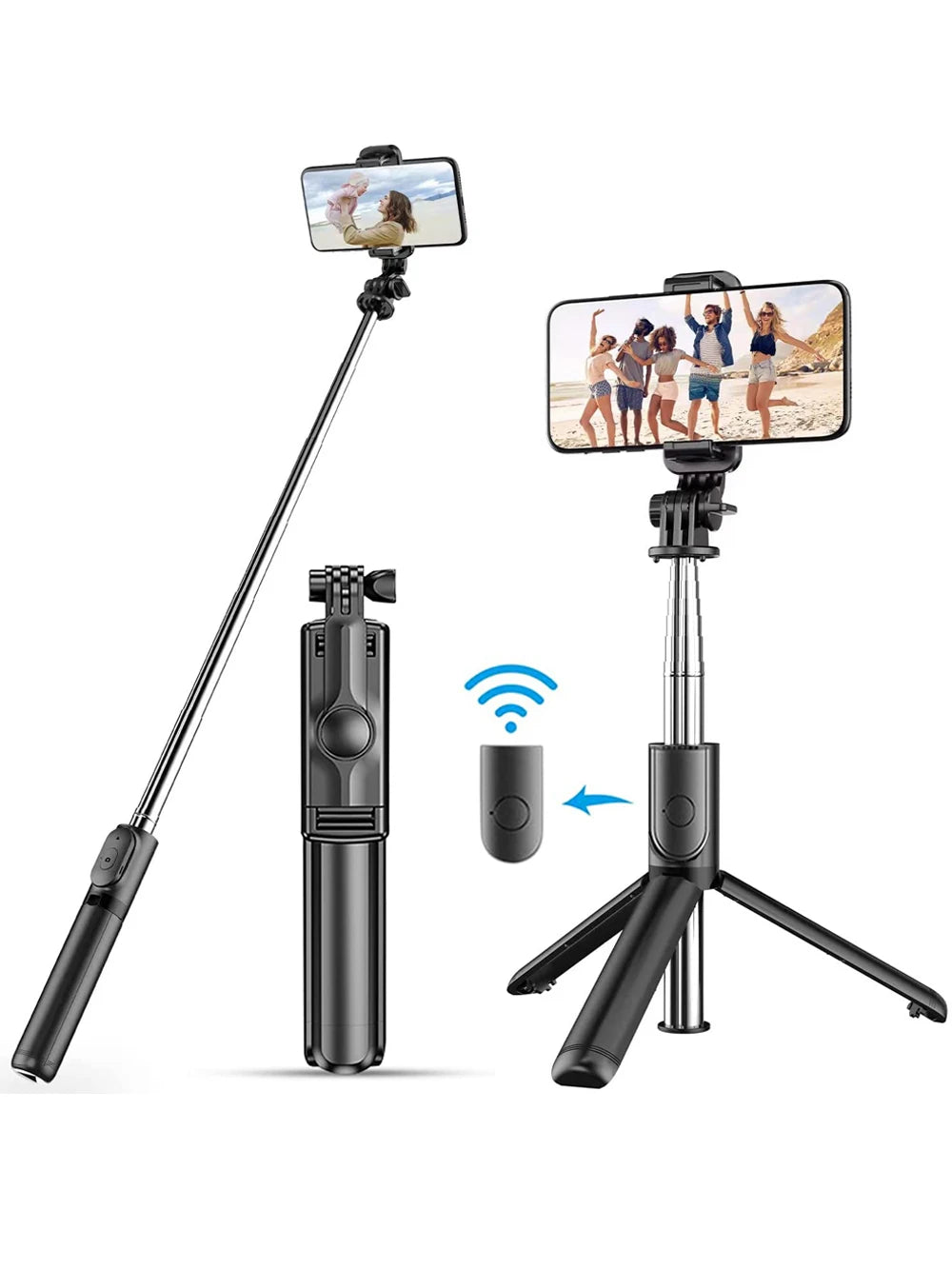 Bluetooth Wireless Selfie Stick Tripod Stand with Light Remote Extendable Tripod for iPhone Mobile Phone Tiktok Live Streaming