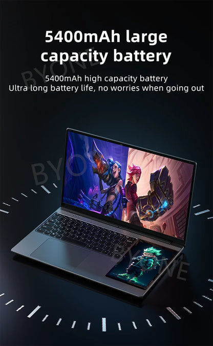 BYONE BY156 Dual Screen Laptop 15.6" IPS+7" Touch Screen 32G DDR4 2TB SSD Intel N100 Processor Windows11 Notebook Computer