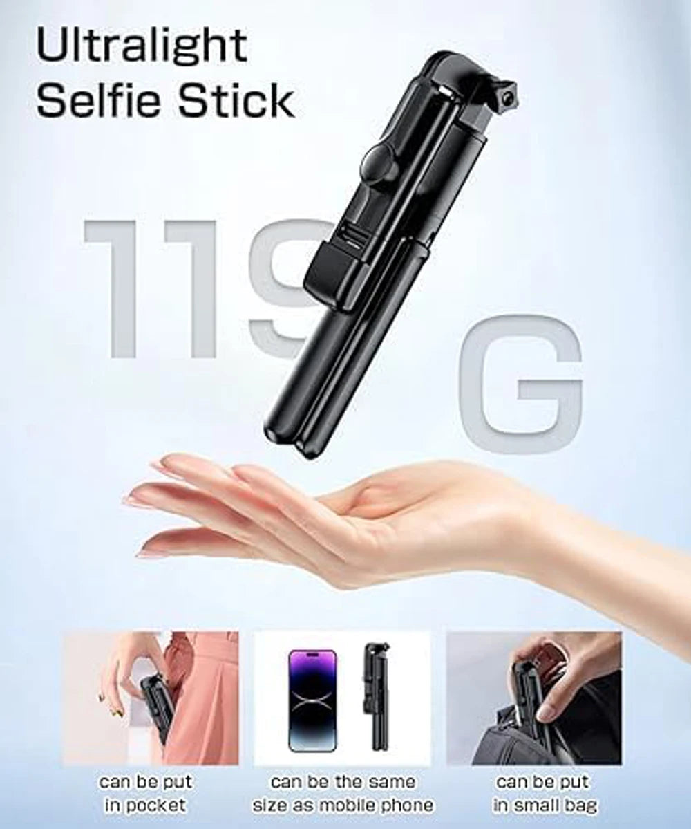 Bluetooth Wireless Selfie Stick Tripod Stand with Light Remote Extendable Tripod for iPhone Mobile Phone Tiktok Live Streaming