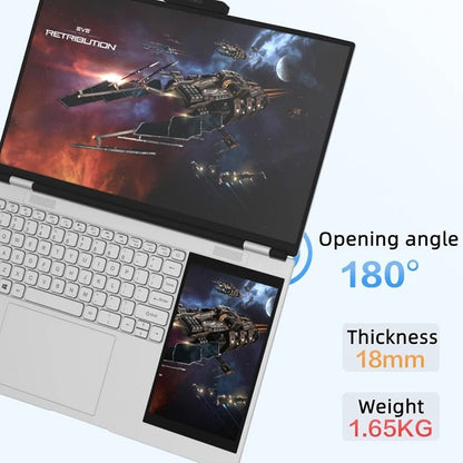 Dual Screen 15.6+7inch Laptop Intel N100 32GB RAM 2TB SSD DDR4 Win11 Fingerprint Unlock HD Camera Backlit Keypad Notebook