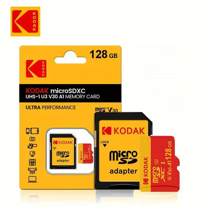 Kodak High Speed Micro SD Card U3 Class 10, up to 100MB/s, TF Memory Card with Adapter - Available in 32GB, 64GB, and 128GB