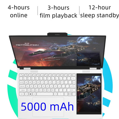 Dual Screen 15.6+7inch Laptop Intel N100 32GB RAM 2TB SSD DDR4 Win11 Fingerprint Unlock HD Camera Backlit Keypad Notebook