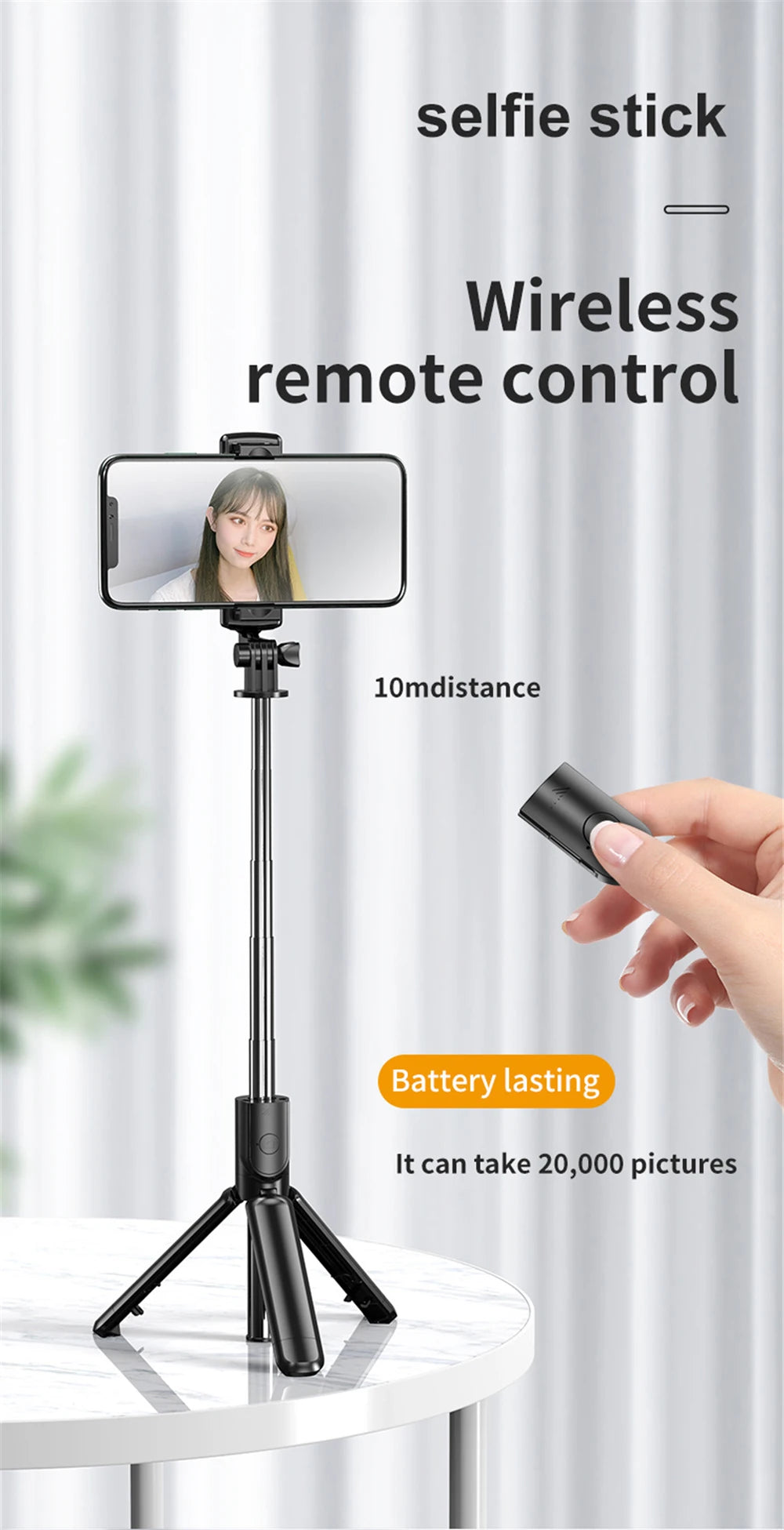 Bluetooth Wireless Selfie Stick Tripod Stand with Light Remote Extendable Tripod for iPhone Mobile Phone Tiktok Live Streaming