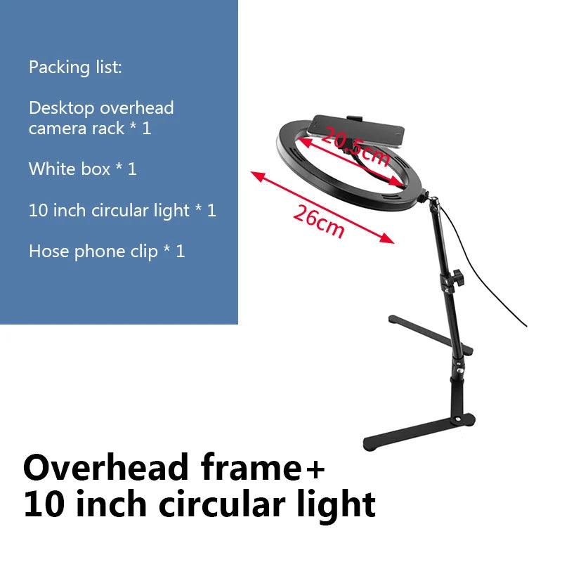 Universal Mobile Phone Holder For Live Streaming 26CM Photography Light Phone Tripod Stand Photo Video LED Ring Light Lamp