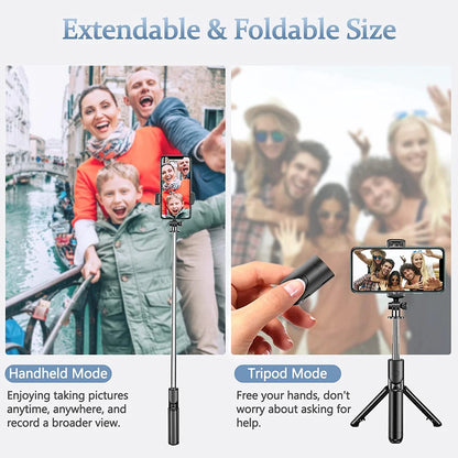 Bluetooth Wireless Selfie Stick Tripod Stand with Light Remote Extendable Tripod for iPhone Mobile Phone Tiktok Live Streaming