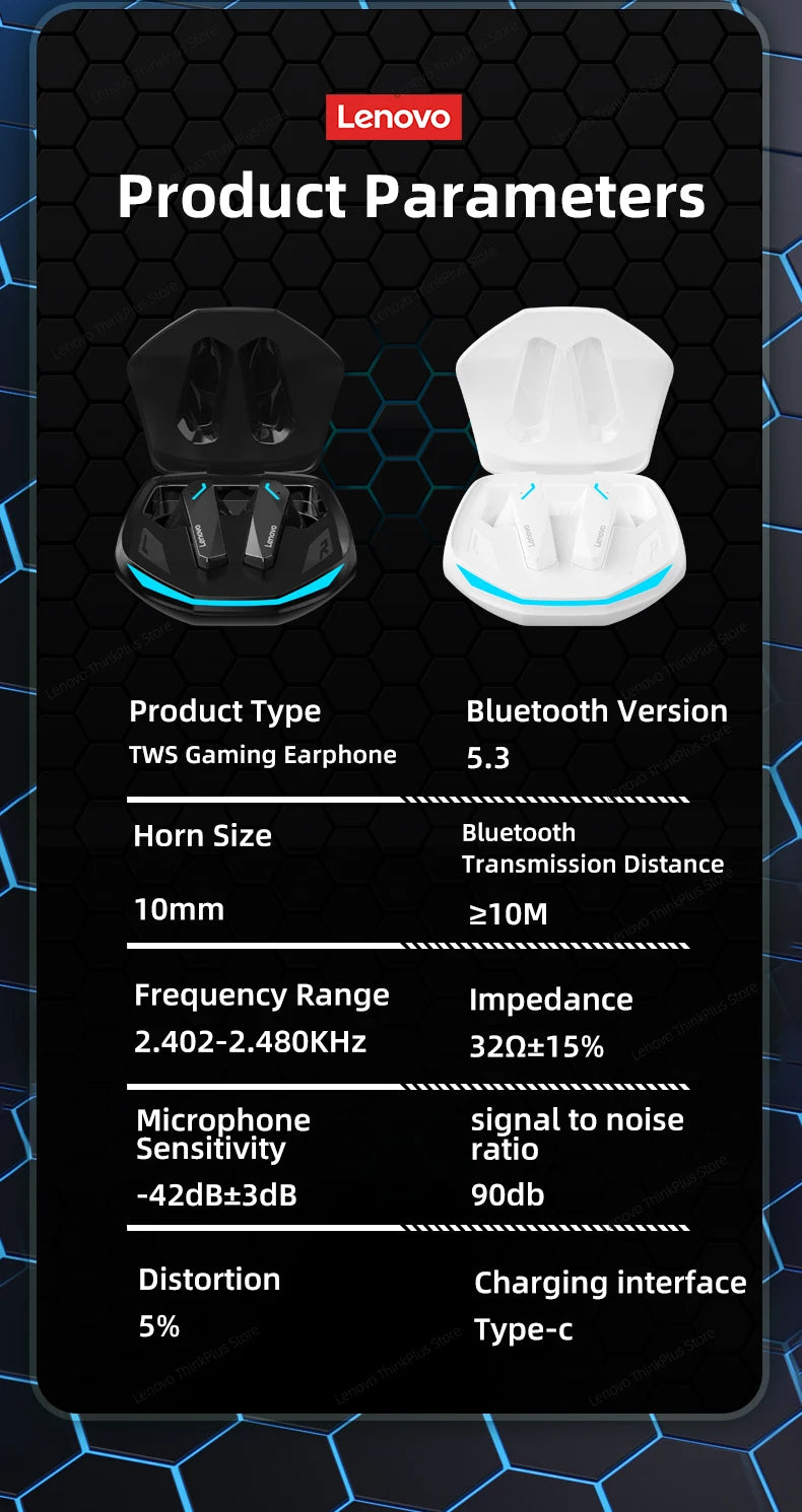 Choice Lenovo GM2 Pro Wireless Bluetooth 5.3 Earphones Gaming Low Latency Dual Mode Music Earbuds Sports In-Ear Headset With Mic