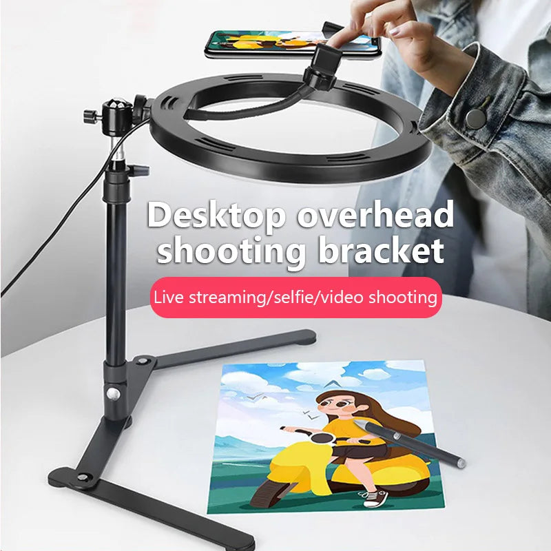 Universal Mobile Phone Holder For Live Streaming 26CM Photography Light Phone Tripod Stand Photo Video LED Ring Light Lamp